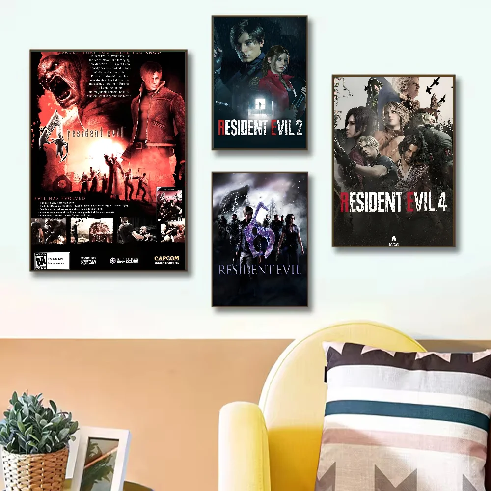 Resident-Evil Game Poster HD art sticky wall waterproof home living room bedroom bar aesthetic decoration