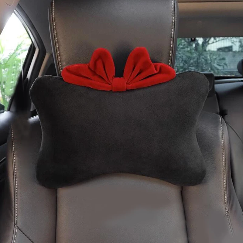 1szt Cute Cartoon Red Bowknot Samochodowa poduszka pod szyję Uniwersalny zagłówek fotela samochodowego Pokrowiec na pas bezpieczeństwa Akcesoria samochodowe dla kobiet — zdjęcie 3
