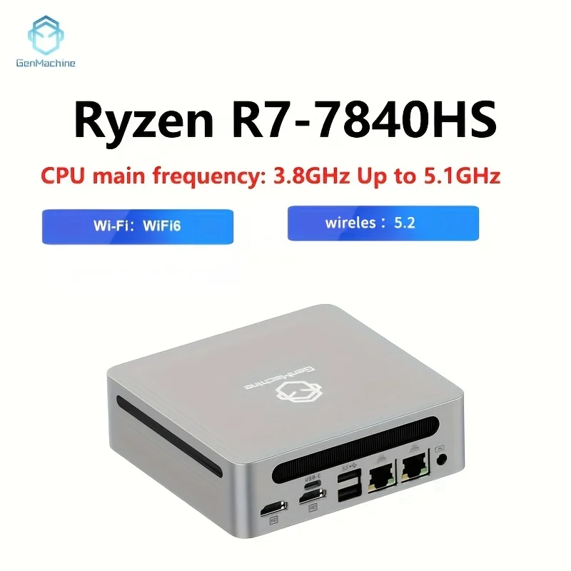 Genmachin AMD 7840HS 7940HS MINI PC DDR5 32GB 6400Mhz RAM WIFI6 BT5.2 PC Spiel Diy Gaming Computer Windows 11 Ryzen Gamer PC