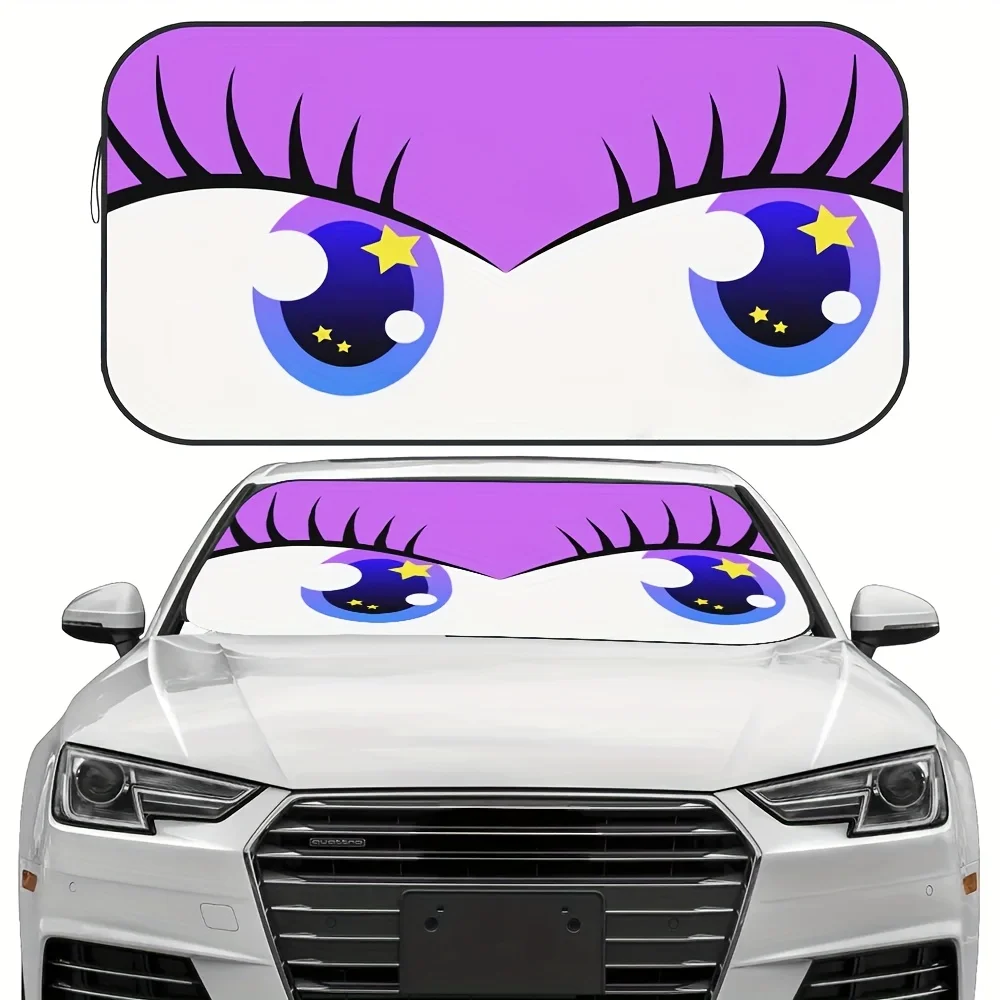 

One Cute Purple Joyful Face, автомобильный солнцезащитный козырек, солнцезащитный козырек на лобовое стекло, автомобильный солнцезащитный козырек, защита от ветра и солнца, УФ и тепло