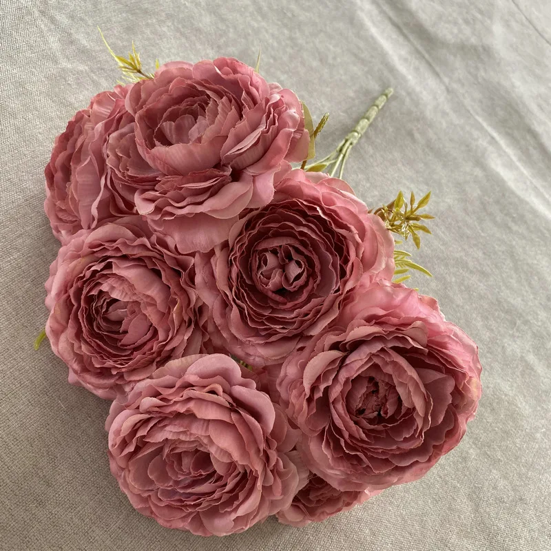 Simulazione di fiori di seta finti Bouquet di peonia decorazione della camera da letto del ristorante composizione floreale Peonys blu Champagne