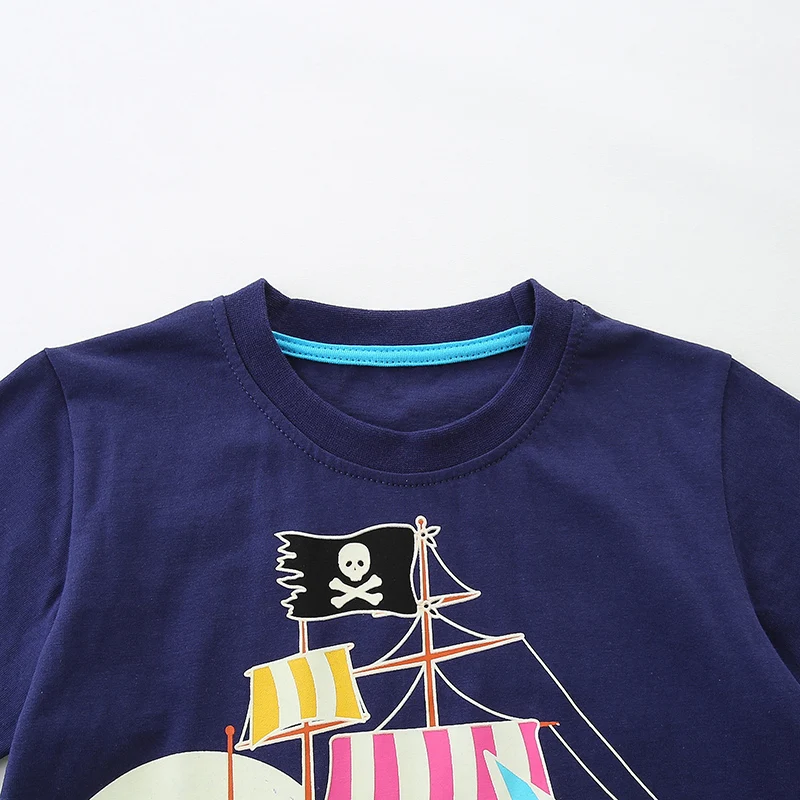 ليتل مافن 2026 صيف جديد موضة الأولاد تي شيرت مضيئة المراكب الشراعية القطن بلايز كاجوال للأطفال الملابس 2-7 سنوات #3