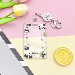 1PCS Panda Keychain Cartoon Card Holder Animals Photo Student Meal Card Holder Lanyard Photocards Holder Office Supplies