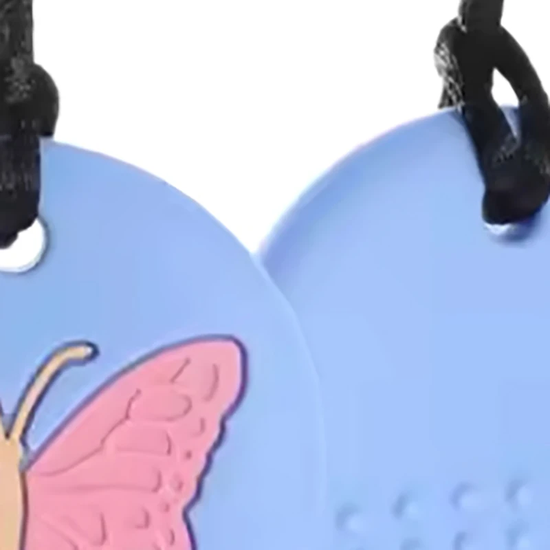 Chewy Necklace Butterfly Shape Autism ADHD Biting Sensory Child Silicone Teether Chew Toy Children Silicone Teether Pendant