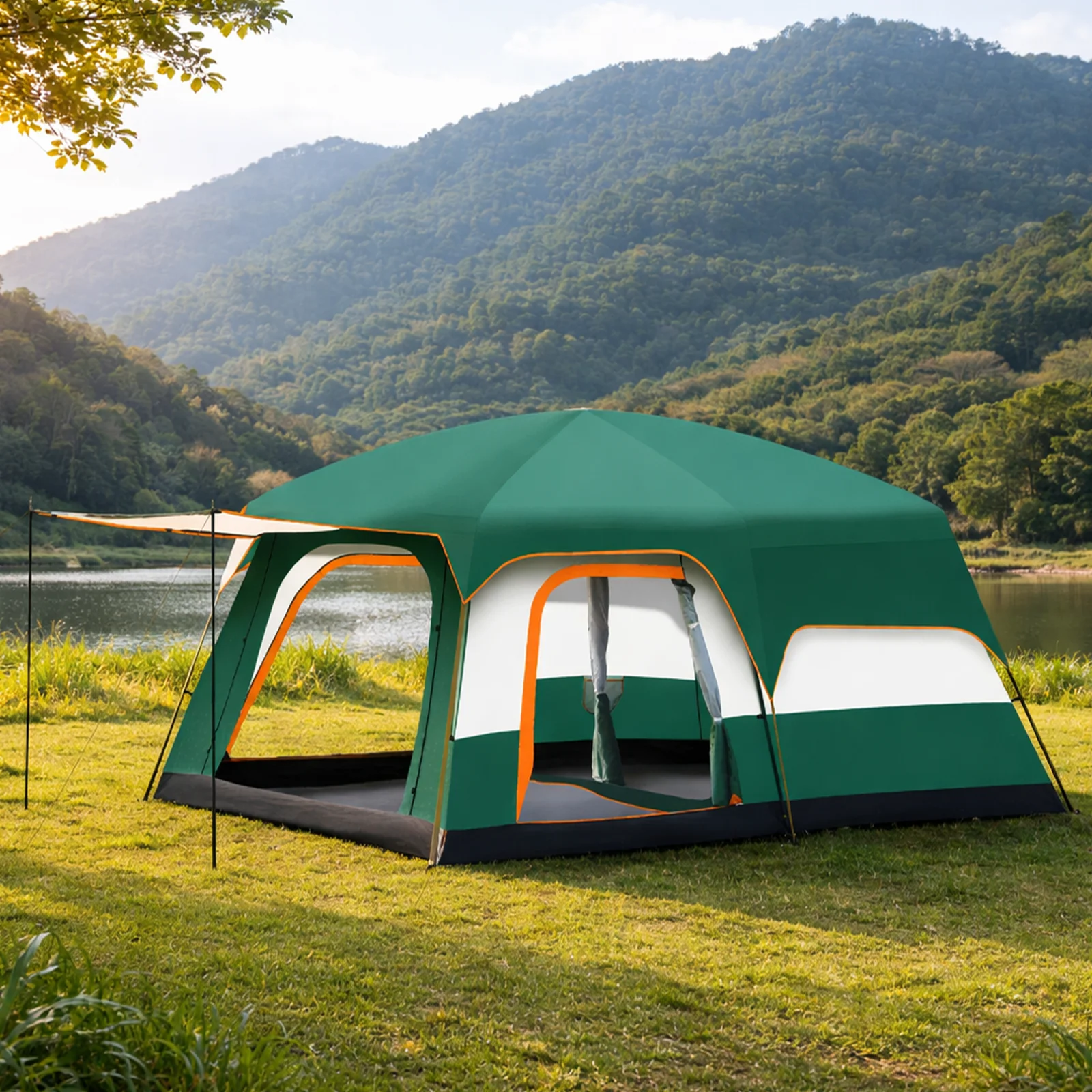 2–4-Personen-Campingzelt mit Vorzelt – Familien-Kuppelzelt mit Moskitonetz, Sonnenschutz und belüftetem Design, leichter Outdoor-Unterstand