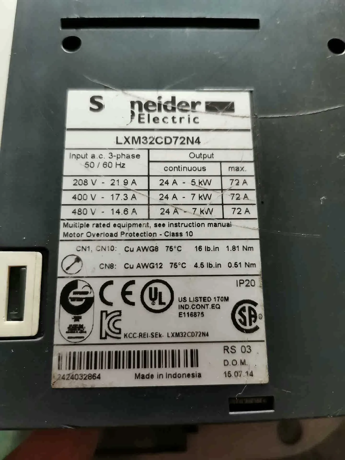 Servo Drive LXM32CD72N4 para Schneider