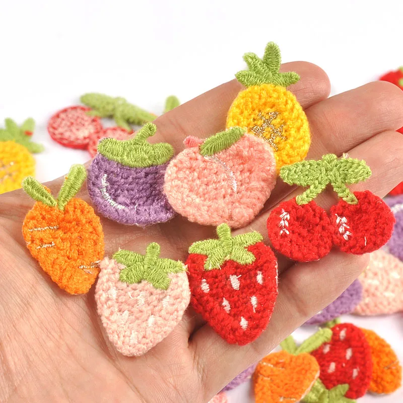 20pcs 25-32mm New Carrot/Strawberry/Cherry/Peach Clothes Patches For Sewing Accessories Lovely Appliques DIY Handmade Supplies