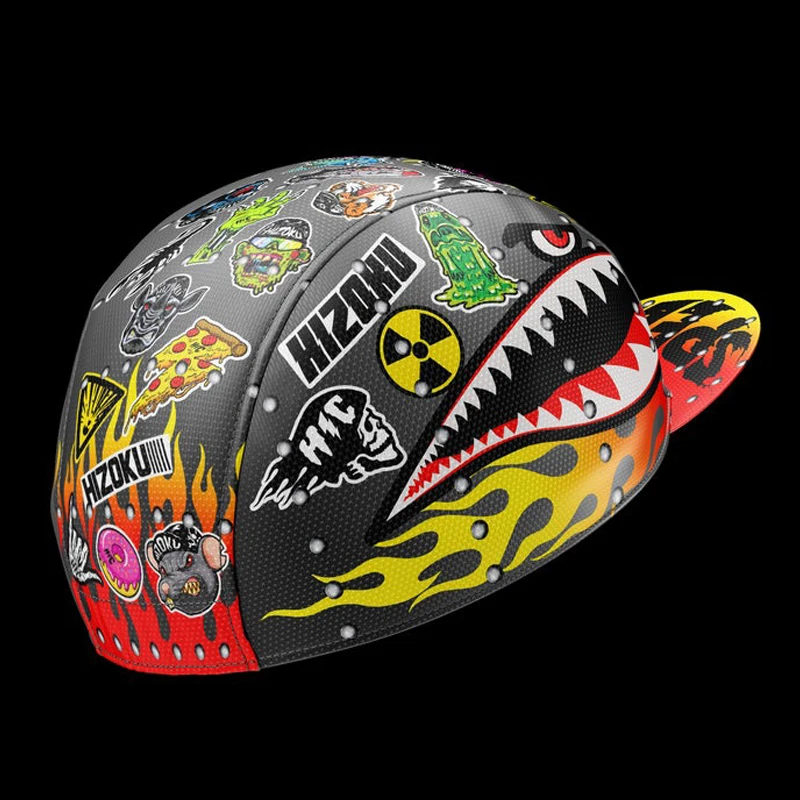 HIZOKU Cycling Caps Sawtooth Shark Floral Print Bike Hat One Size Fits Most