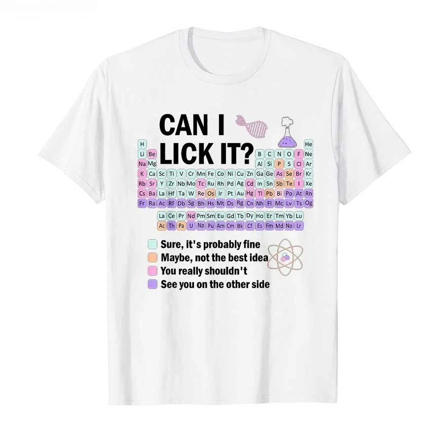 Can I Lick It Periodic Table Kids Science Gifts Teacher T-shirt For Women T Shirts Short Sleeve Tops P703