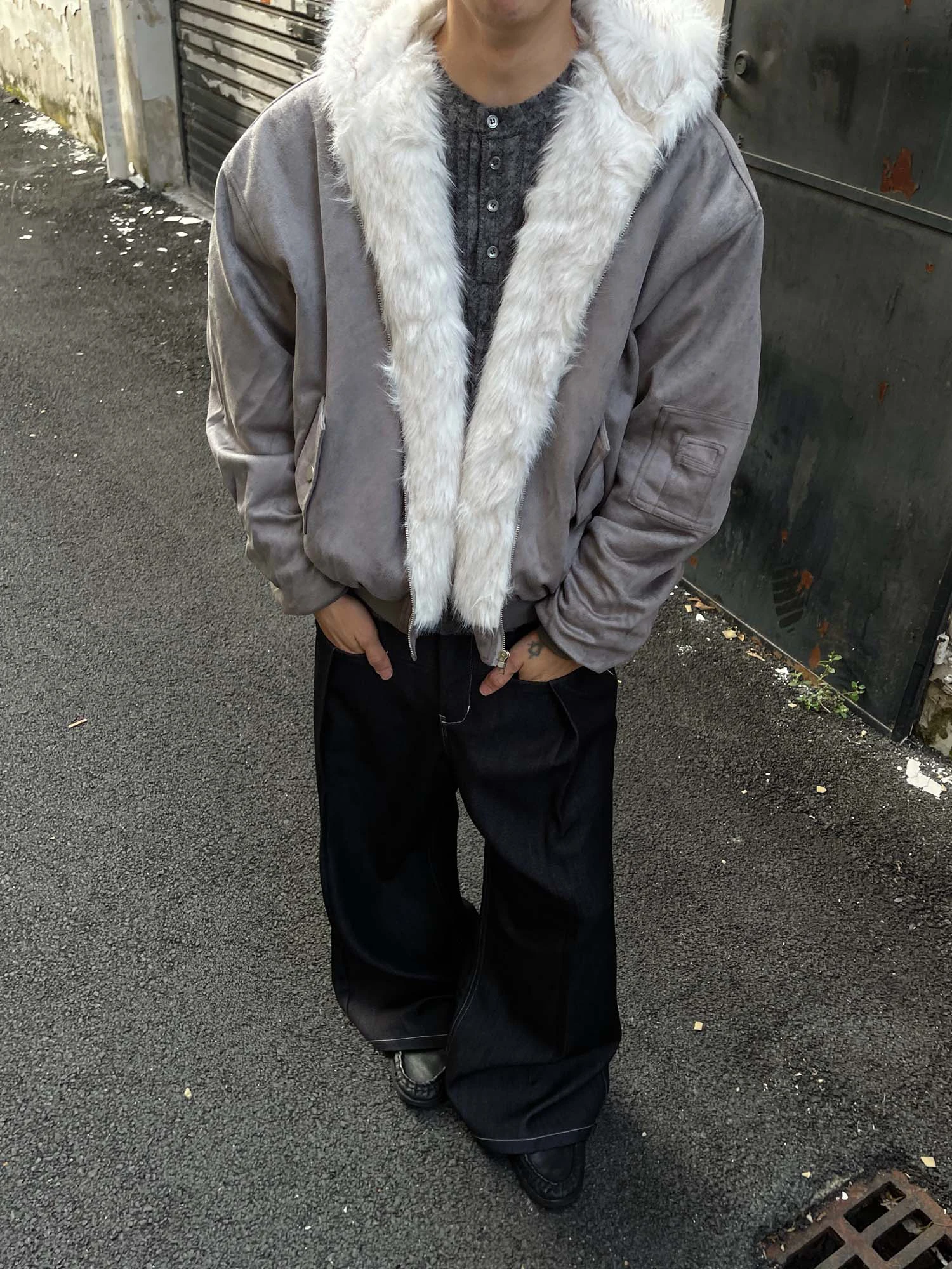 American Retro High Street Fashion Trend Jacket Winter Thickened Warm Zipper Loose Hooded Unisex Coat