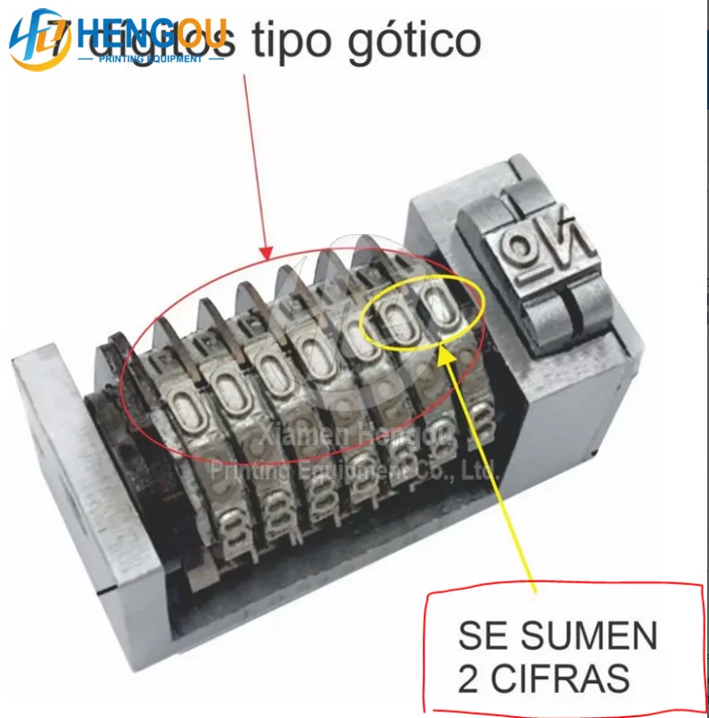 4x8 7 digits backward Gothic font numbering machine last 2 digits sinkable