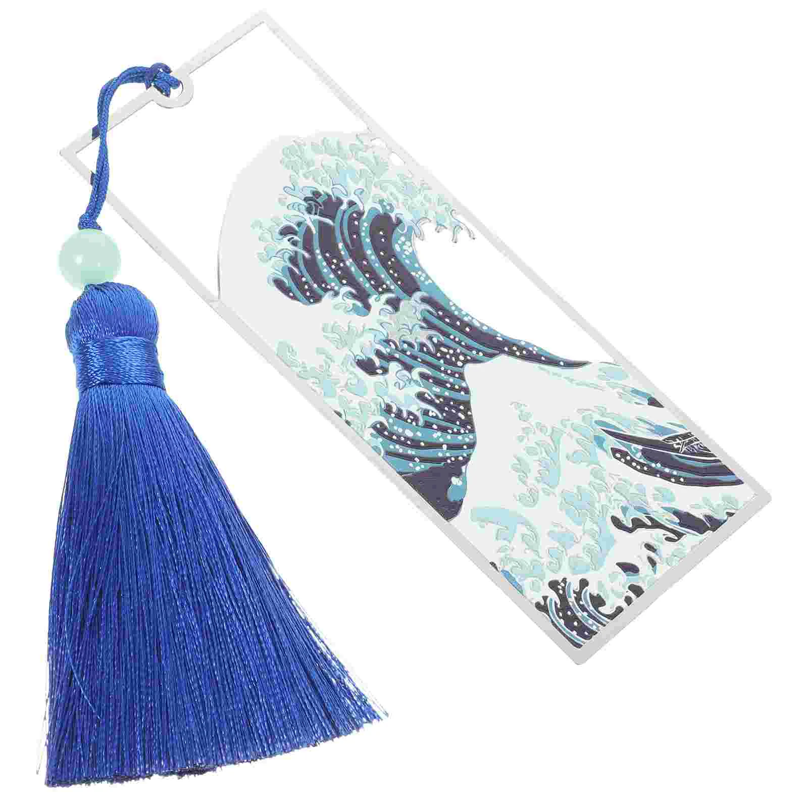 Bookmark Blue Creative Gift Japanese-style Phone Decor Decorative Artistic Alloy Sea Wave Pattern Sea-themed