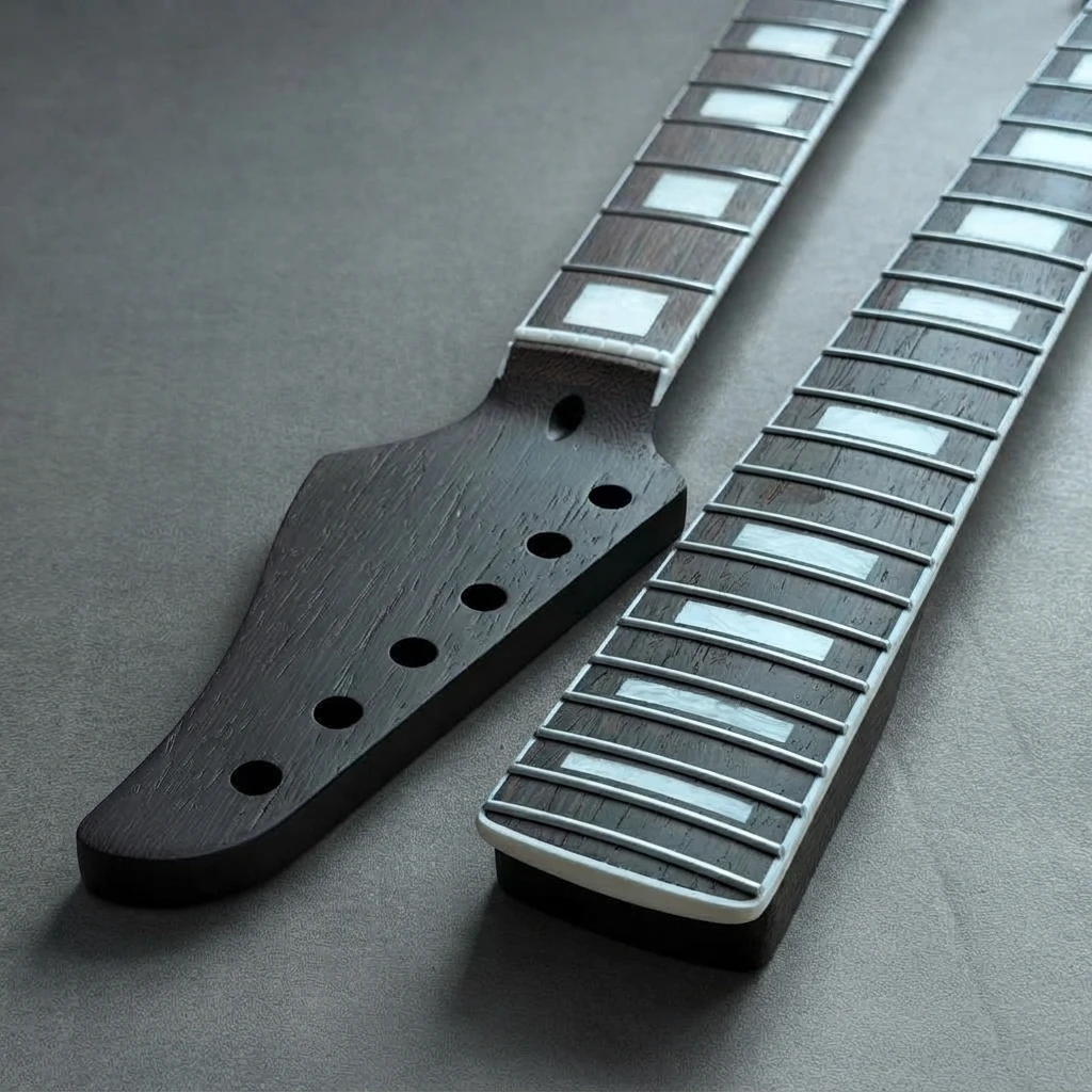 Dark Matte 22 Fret ST Neck, White Block Marking, Dark Fretboard, Adjustable Truss Rod, Standard Scale, 56mm Heel Replacement