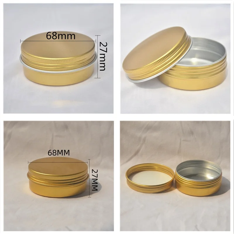 

200pcs 60ml Empty Gold Aluminum Tin Jar for Cream Balm Nail Candle Cosmetic Container Refillable Bottles Tea Cans Candle Jars
