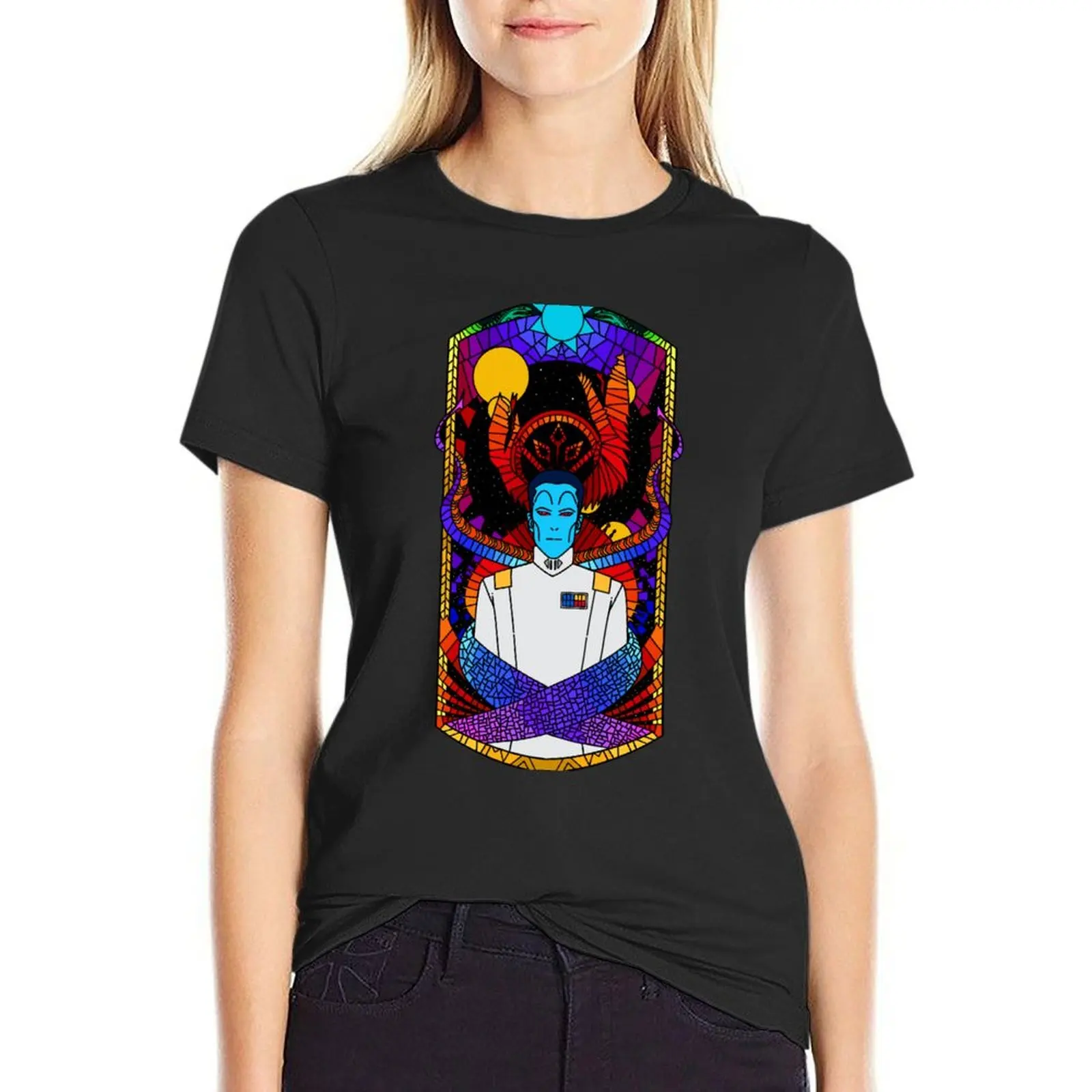 

Thrawn stained glass T-Shirt tees kawaii clothes aesthetic clothes funny white t-shirt dress for Women sexy