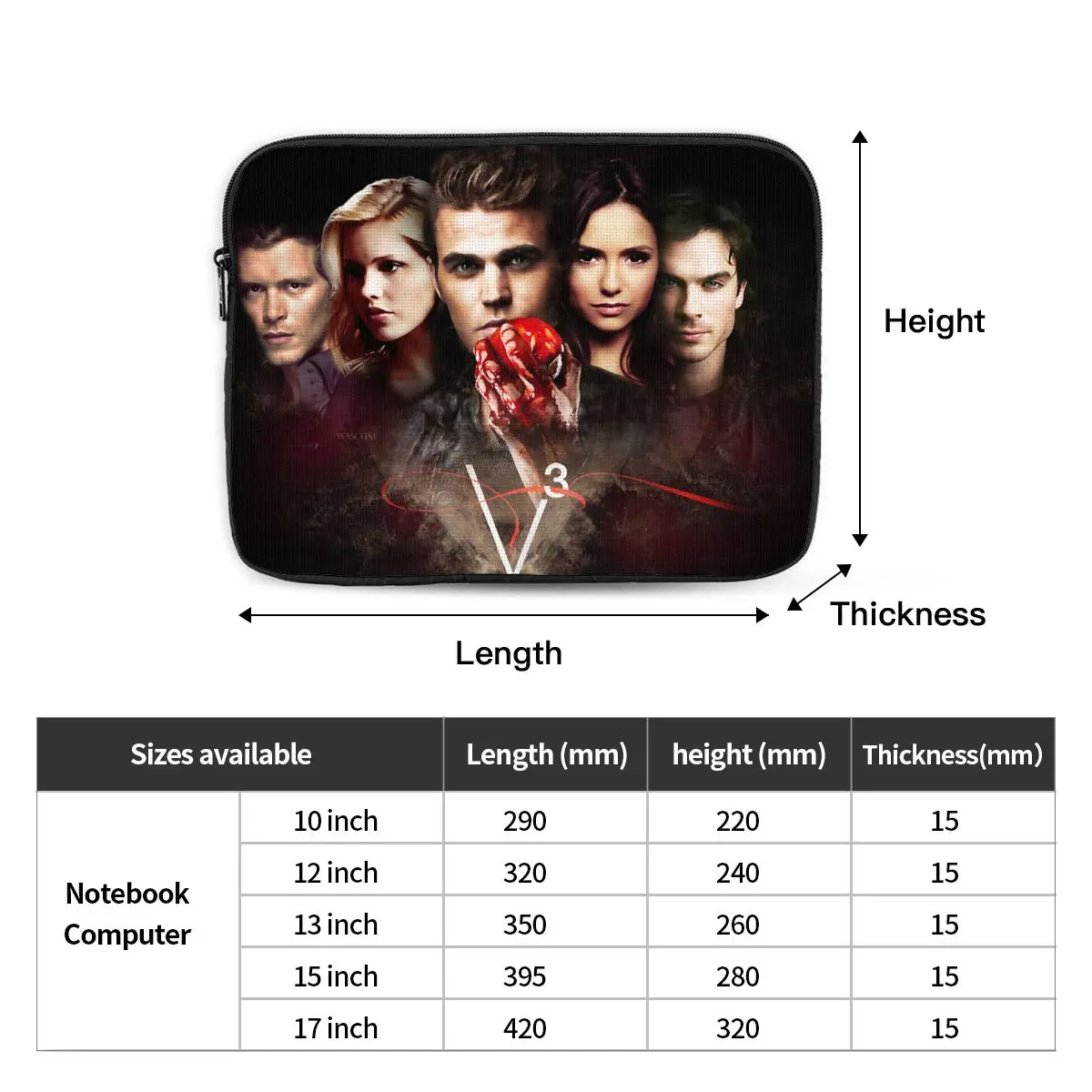 The Vampire Diaries Notebook Laptop Bag Case Pouch 10 12 13 15 17 Inch For Macbook Air Pro Tablet Shockproof Case Bag
