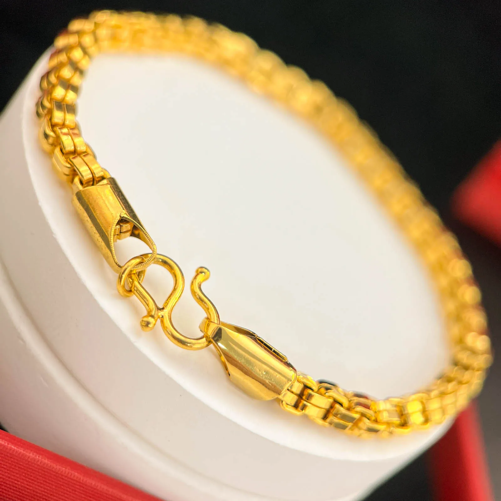 Luxury 24K 9999 Pure Gold real gold Check Bracelet Unisex All-match Bracelet
