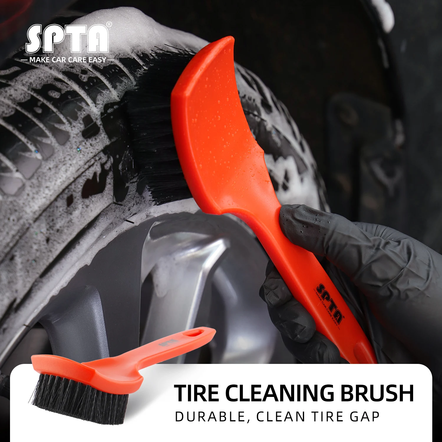 (Single Sale) SPTA Car Cleaning Brush Rim Tire Detail Wheel Hub Washing Tool Auto Accessories