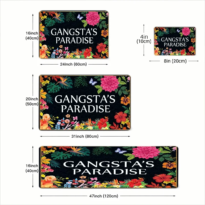 Gangsta'S Paradise Floral Doormat  Material Machine - Washable Entrance Rug, Durable & Stain - Resistant. Suitable For Front D