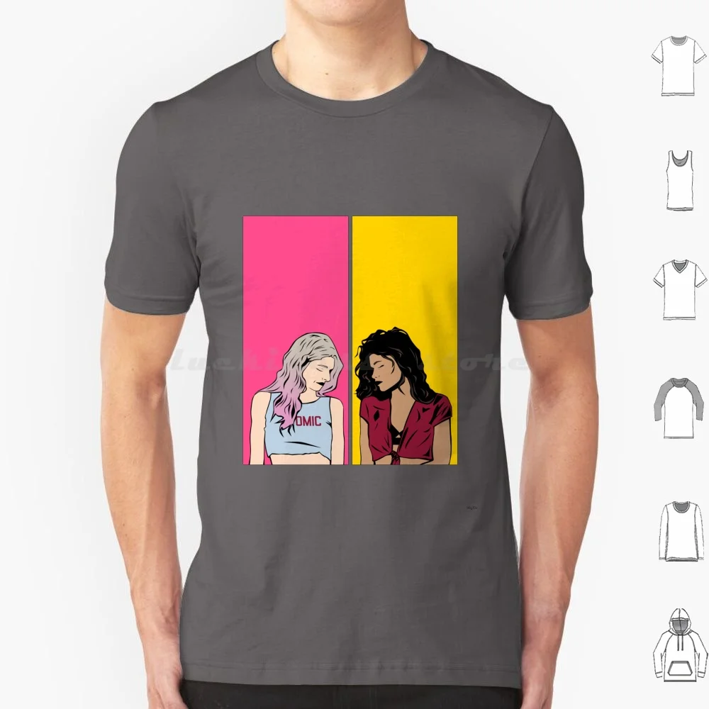 Rue y Jules camiseta tamaño grande 100% algodón Euphoria Euphoria Tv serie Rue Jules Rue y Jules dibujos animados cómic lindo amor Miyku