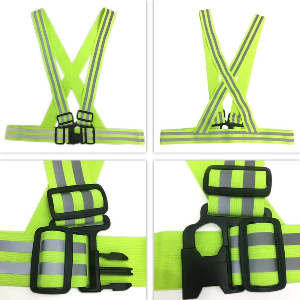 Outdoor Bicycle Reflective Belt Elastic Vest Night Running Cycling Reflective Stripe Safety Adjustable Vest Riding Equipment