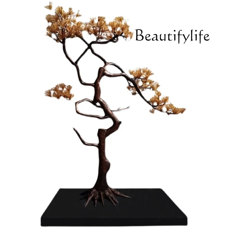 

Chinese floor-to-ceiling wrought iron welcome pine ornament, ornament, lobby sculpture, sales office, courtyard lucky tree