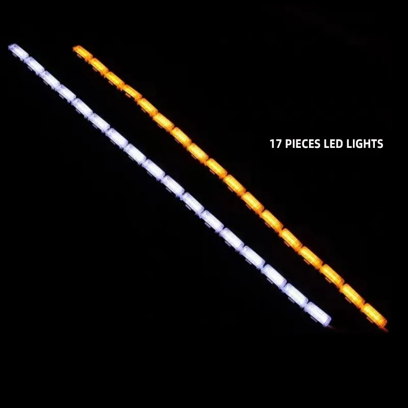 2pcs Dynamic LED Daytime Running Light Strip for Car Universal Auto Headlight Flowing White Yellow Strips Decorative Light 12V