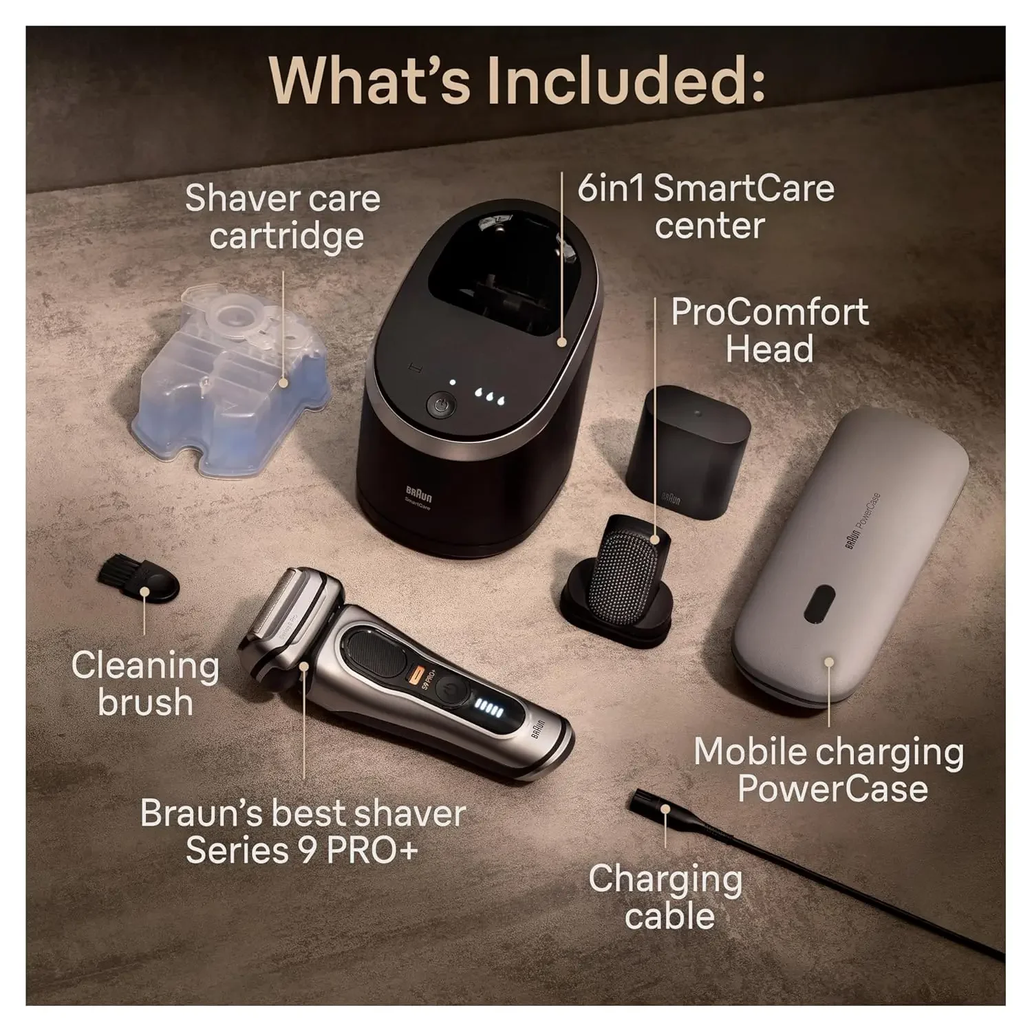 Series 9 PRO+ Electric Shaver, Holiday Gifts for Men, Shaving Kit with 5 Pro Shave Elements and ProComfort Head, SmartCare Cente