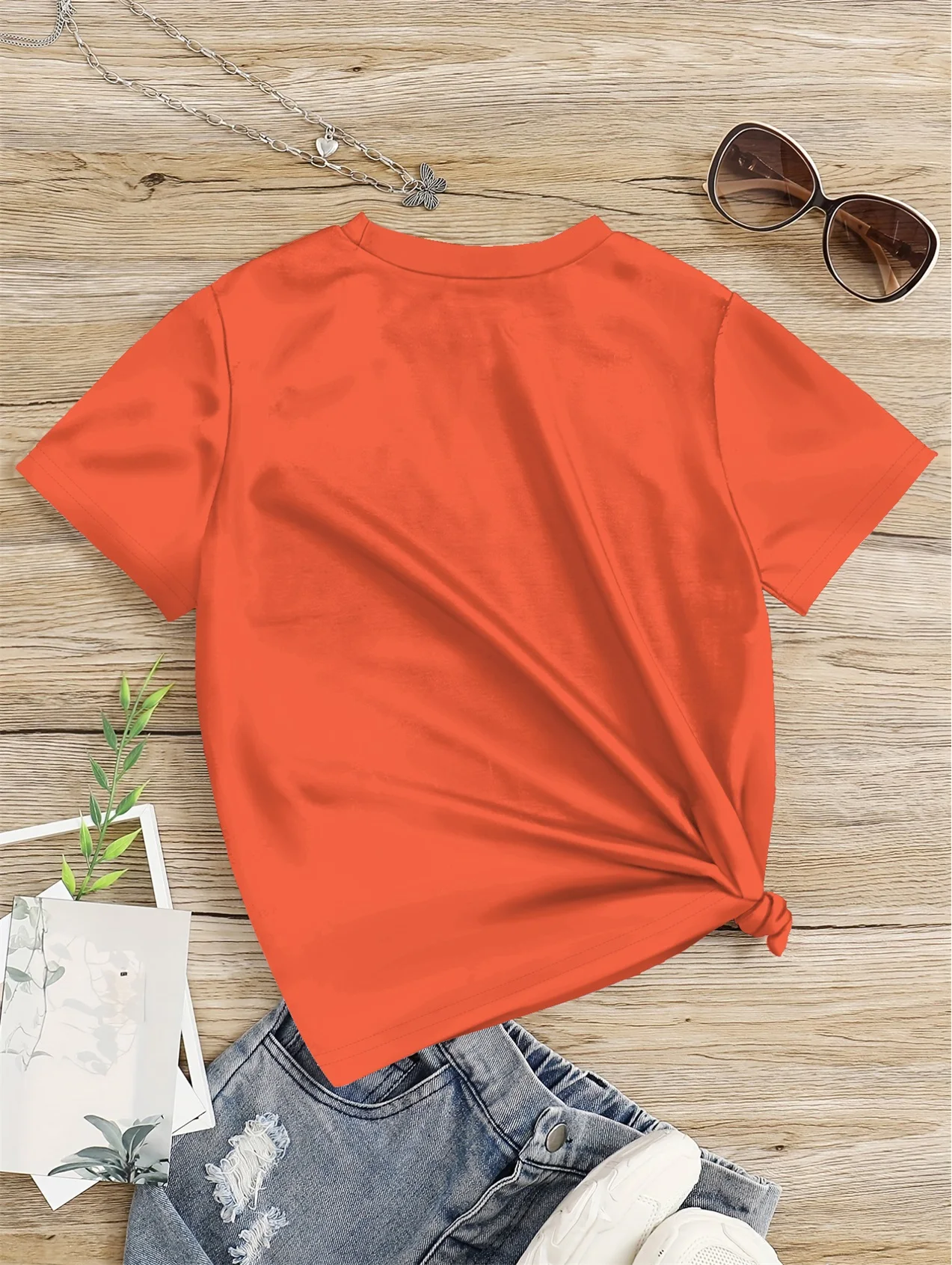 5 To14 Years Girl Clothes M-McDonald Print Orange T-shirt Children\'s Clothing Kids Summer Short Sleeve Child Top T-shirts Girls