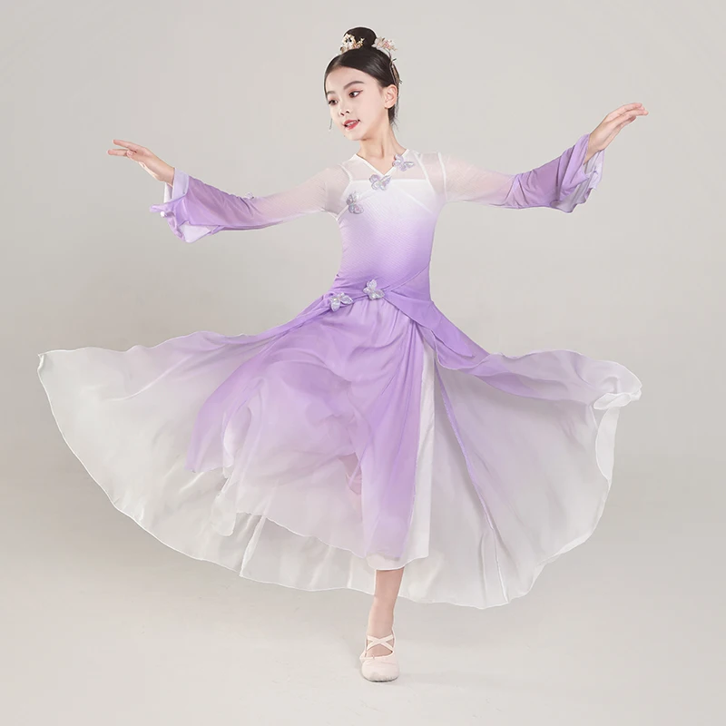 

New styleChildrens and girls classical dance costumes Chinese ethnic fan dance performance costumes Training suit Dance costume