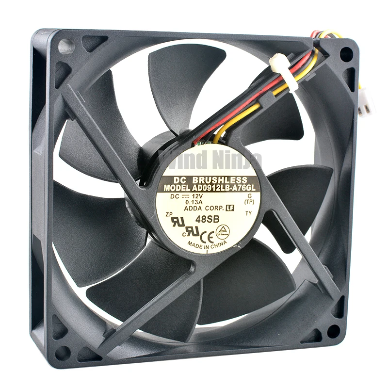 AD0912LB-A76GL 92mm Double Ball Bearing Cooling Fan 9.2cm 92x92x25mm DC12V 0.13A 3-Pin Chassis Power Lighting Computer Case Fan