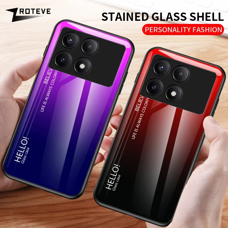 For PocoX6 Pro Case ZROTEVE Gradient Tempered Glass Cover For Xiaomi Poco X6 X6Pro Xiomi Mi Pocophone X4 GT X5 Pro Phone Cases