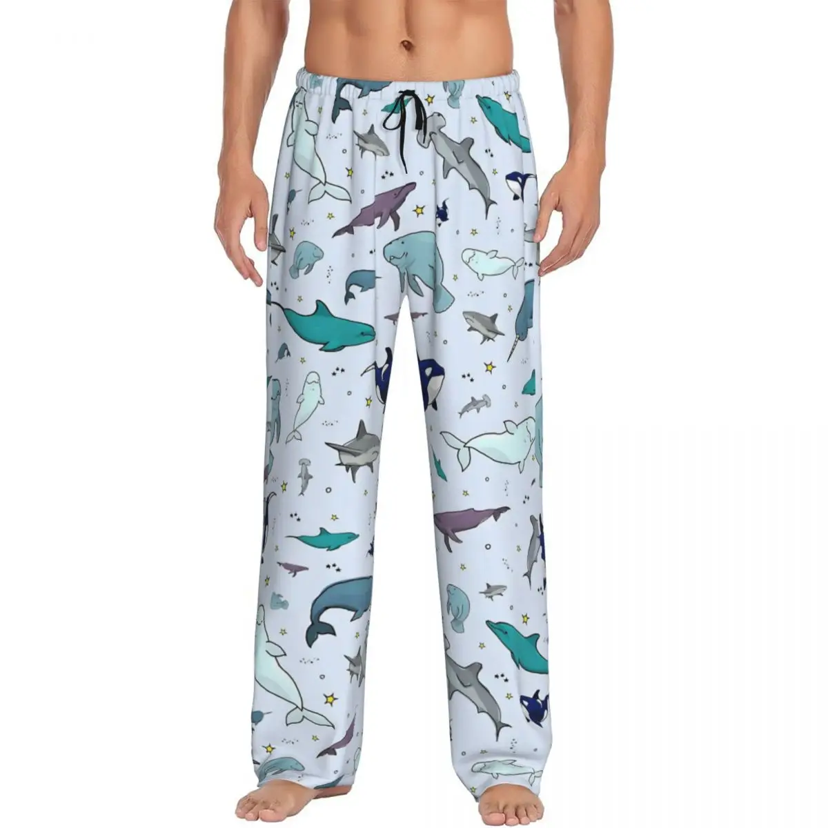 

Custom Printed Shark Pajama Pants for Men Cute Animal Sleep Sleepwear Bottoms with Pockets