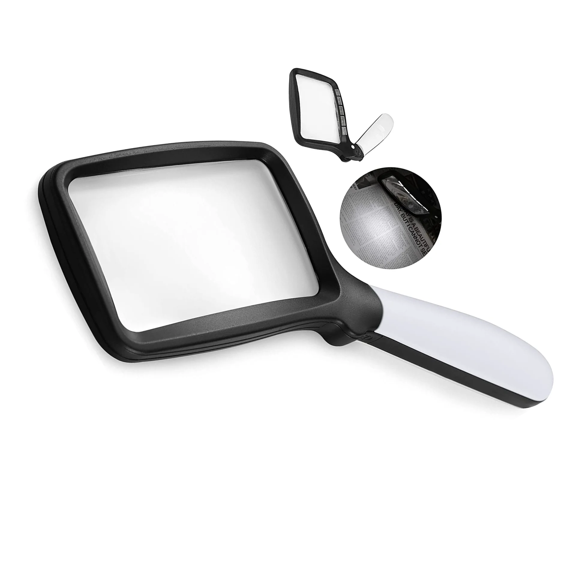 Customizable Magnifying Glass with Light, Folding Handheld 3X Large Rectangle Lighted Magnifier with Dimmable LED