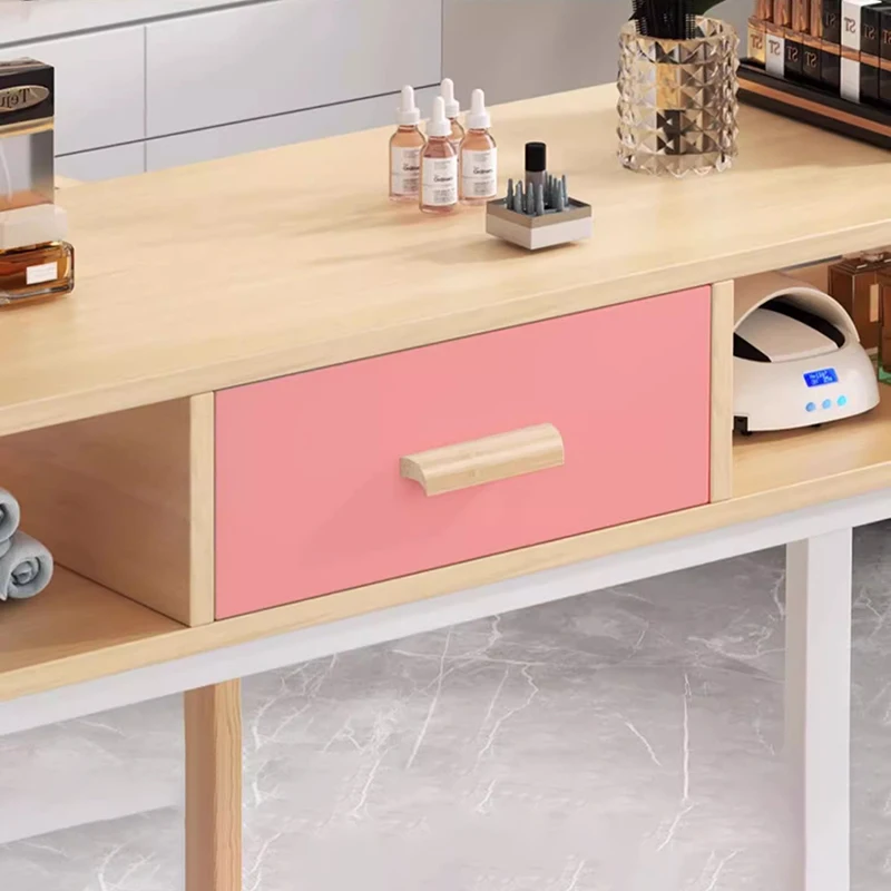 طاولة أظافر بتصميم فرنسي مع مساحة تخزين احترافية وبسيطة وحديثة لمكتب الأظافر طاولة ريفية للتجميل أثاث صالون De Manucure