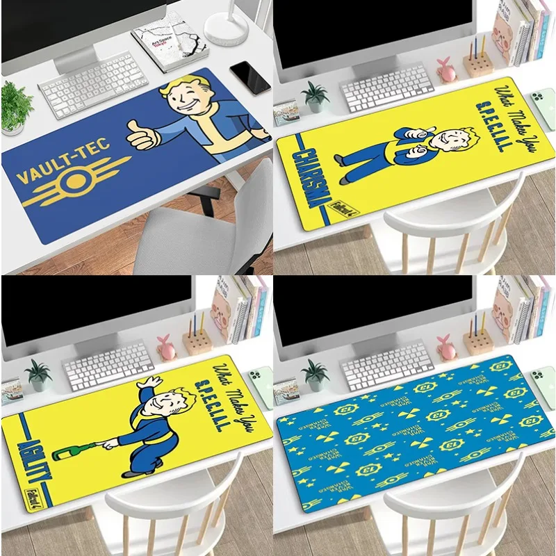 Alfombrilla de ratón grande para juegos MINISO Disney Fallout Wasteland, alfombrilla de escritorio con bordes cosidos, Base de goma impermeable, alfombrilla de ratón grande azul para el hogar
