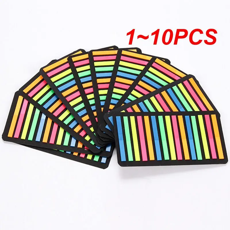 1~10PCS Sticky Bookmarks PVC Sticky Labels Lightweight No Trace  Fashion Fluorescent Self Sticky Notes Lined Memos Decor