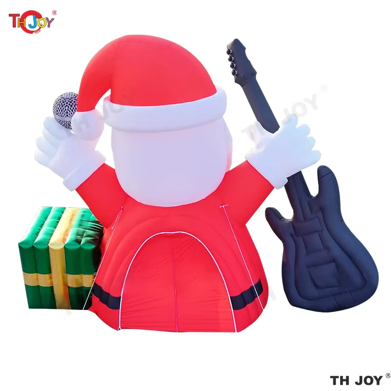 Giant Inflatable Rocking Santa Tunnel Tent 5m/17ft High Portable Outdoor Christmas Entrance Dome Decor with Guitar Feature
