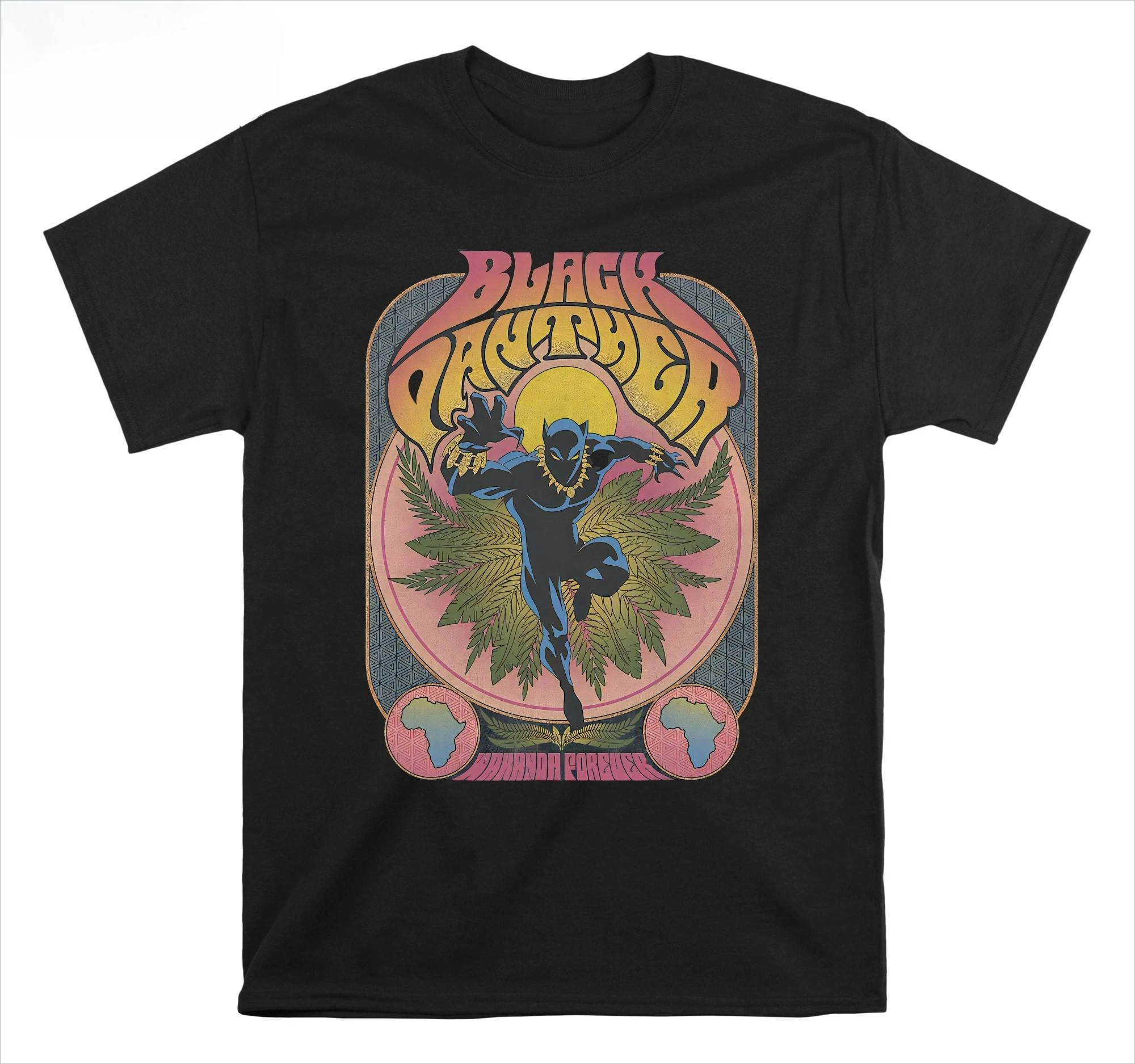 

Marvel Black Panther Vintage T-shirt Summer Men's and Women's Loose and Breathable T-shirt Top