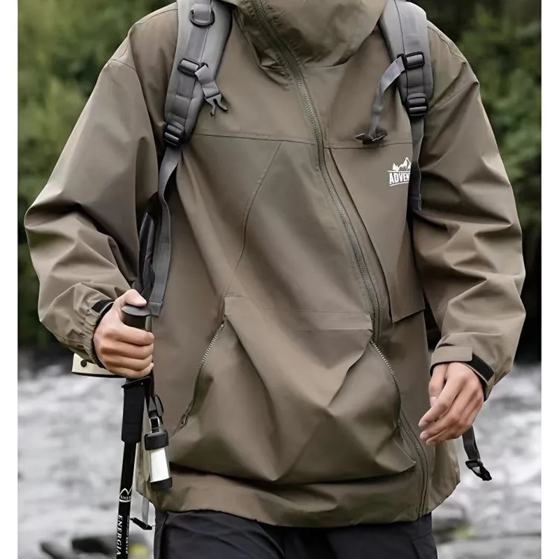Spring and Autumn New Fashion Sports Waterproof Mountaineering Clothing Men Leisure Loose High-Grade American Hardshell Jacket