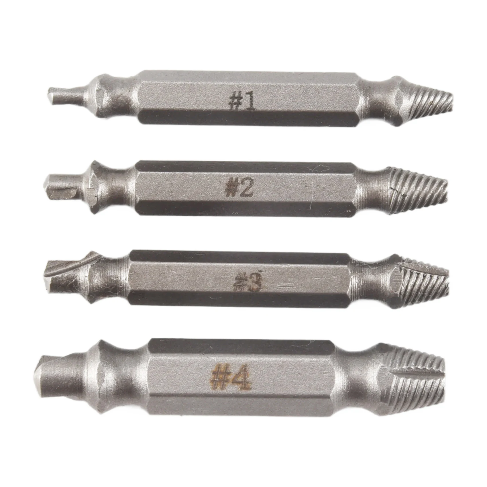 AC88 4Pcs Screw Extractor Set Broken Bolt Remover Drill Bits Guide Kit Easy Out Tool #1 #2 #3 #4