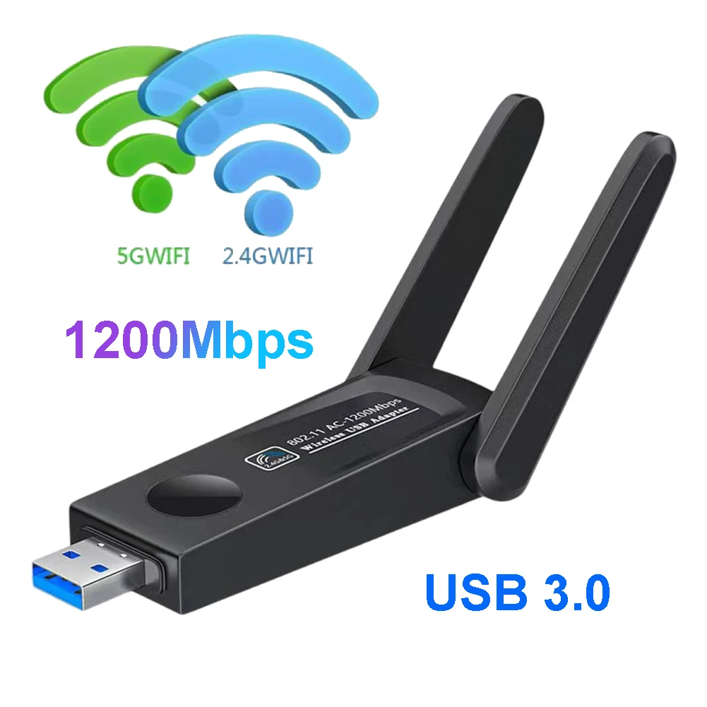 1200Mbps Wireless Network Card USB WiFi Adapter 2.4G 5G Dual Band WiFi Usb 3.0 Lan Ethernet Dongle Antenna For Laptop Desktop