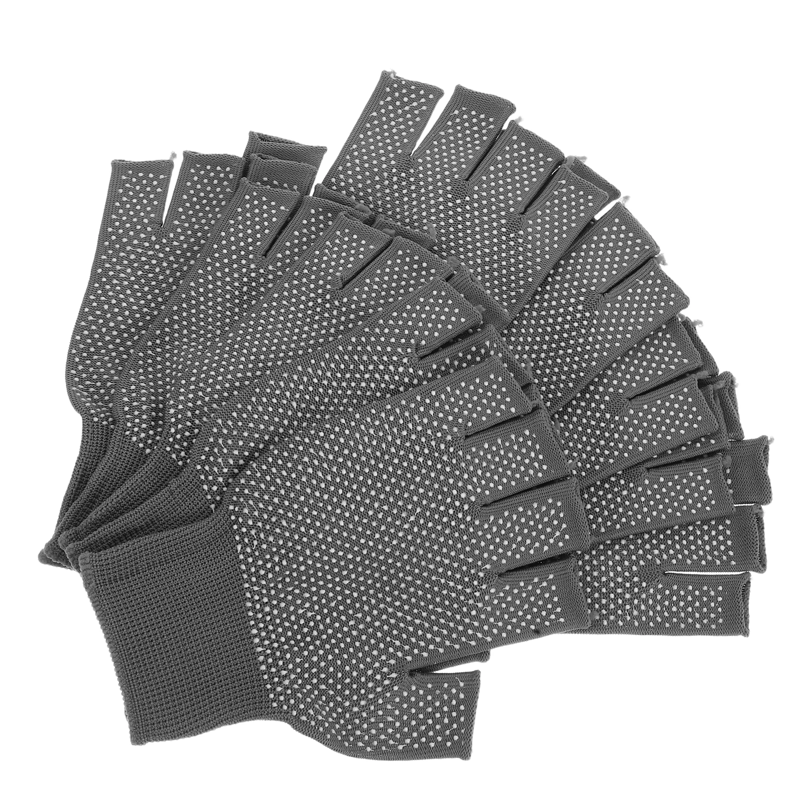 

5 Pairs Anti-slip Fingerless Gloves Polyester PVC Work Driving Winter Warm Breathable Men Women Half Finger Bike Gloves