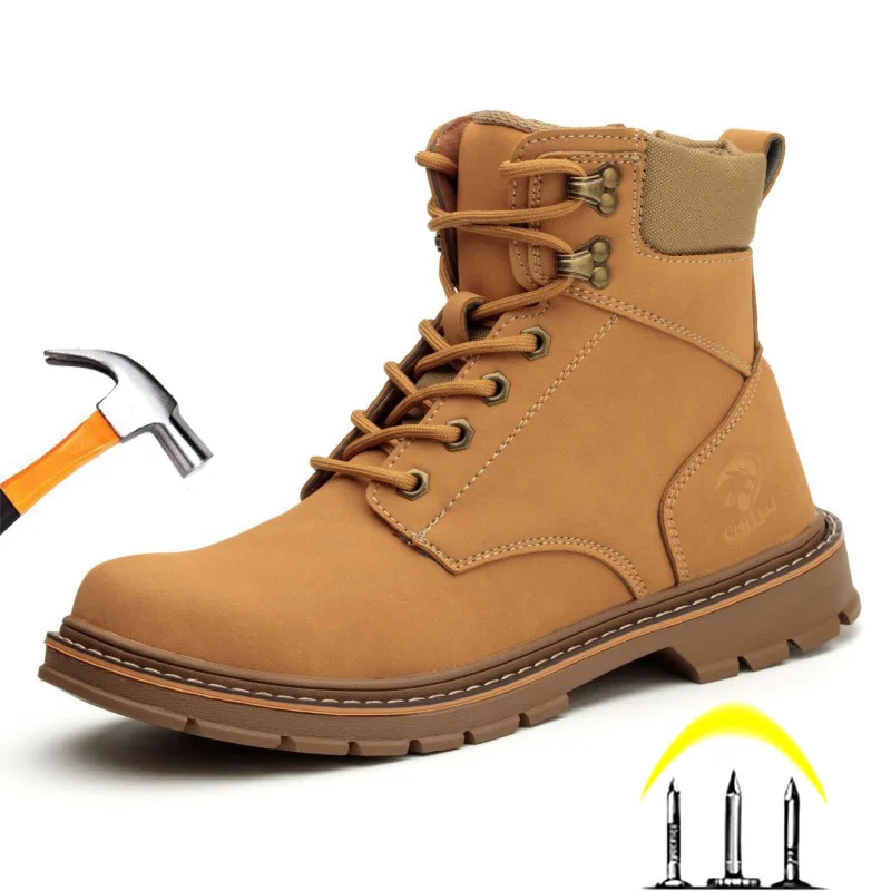 High Top Safety Shoes Men Steel Toe Work Shoes Comfort Men Women Work Safety Boots Anti Smash Safety Indestructible Work Boot