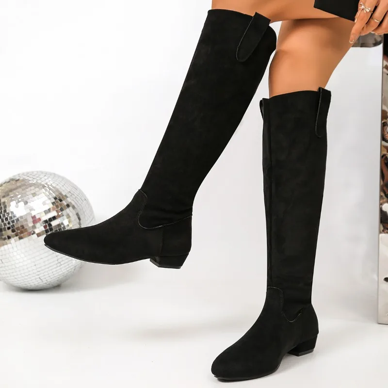 

2025 NEW Fashionable and Hot-selling Suede Knee High Women Boots Pointed Toe Autumn Winter Heels Long Boots 2025 New Boot