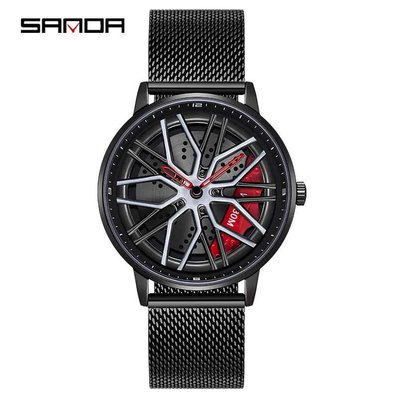 Free Shipping OUTLETSSanda New1107Mesh Strap Waterproof Trend Fashion Men's Quartz Simple Elegant Student Watch