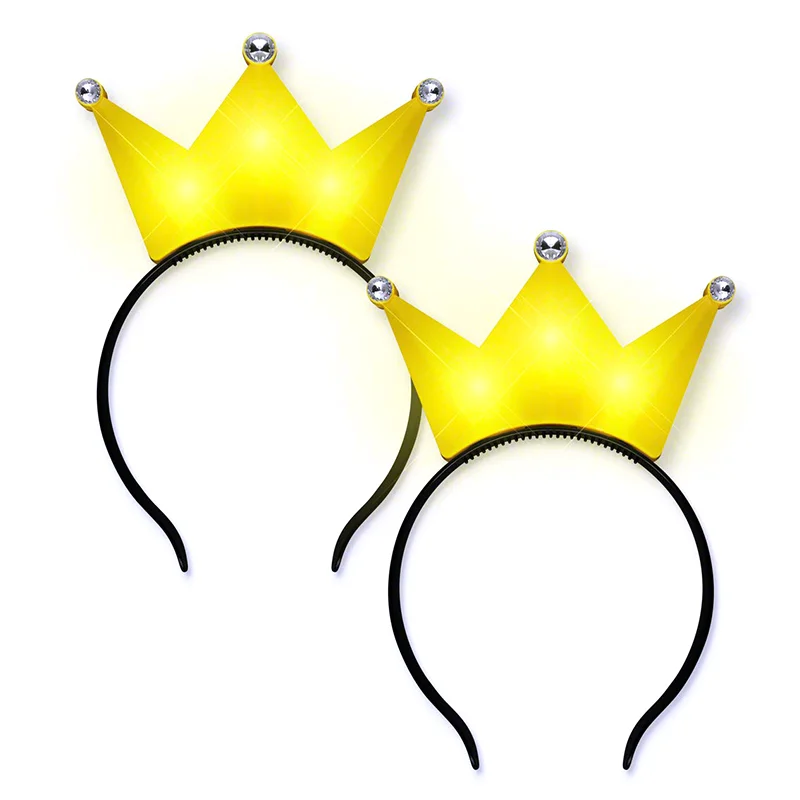 5/10Pcs Light Up LED Crown Headband Princess Crowns Hair Hoop Tiaras Flashing Hairband Cosplay Birthday Wedding Party Supplies