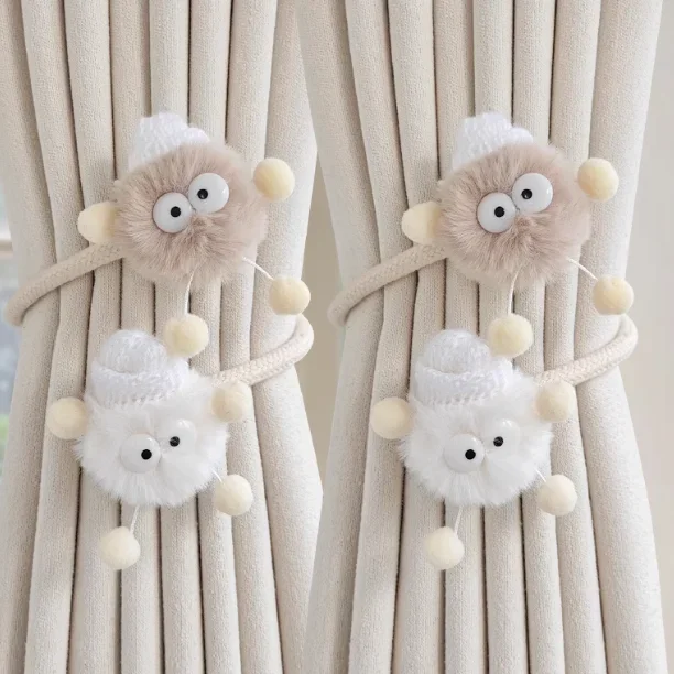 2Pcs/Set Cute Cartoon Curtain Buckle No Punching Twist Bough Rope Window Curtain For Buckles Bedroom Curtain Holder Living Room