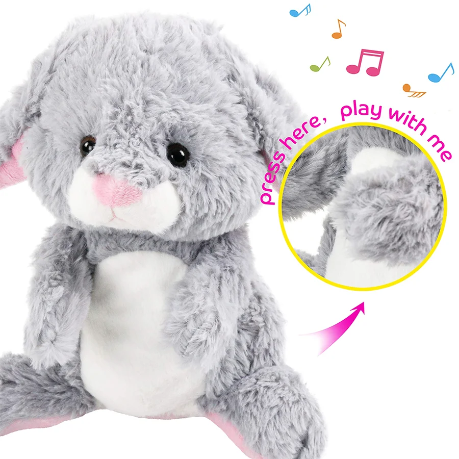 28cm PP cotone peluche grigio coniglio elettrico animali di peluche cuscino bambola di alta qualità regalo di compleanno per ragazza peluche per bambini