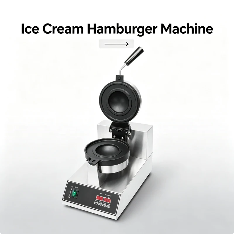 220v UFO Burger Machine Ice Cream Hamburg Maker Commercial Digital Gelato Panini Press Snack Machine